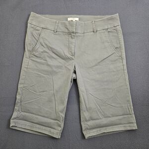 LOFT Women 10 Gray Marisa Flat Front Mid Rise Chino 12" Bermuda Shorts NWT